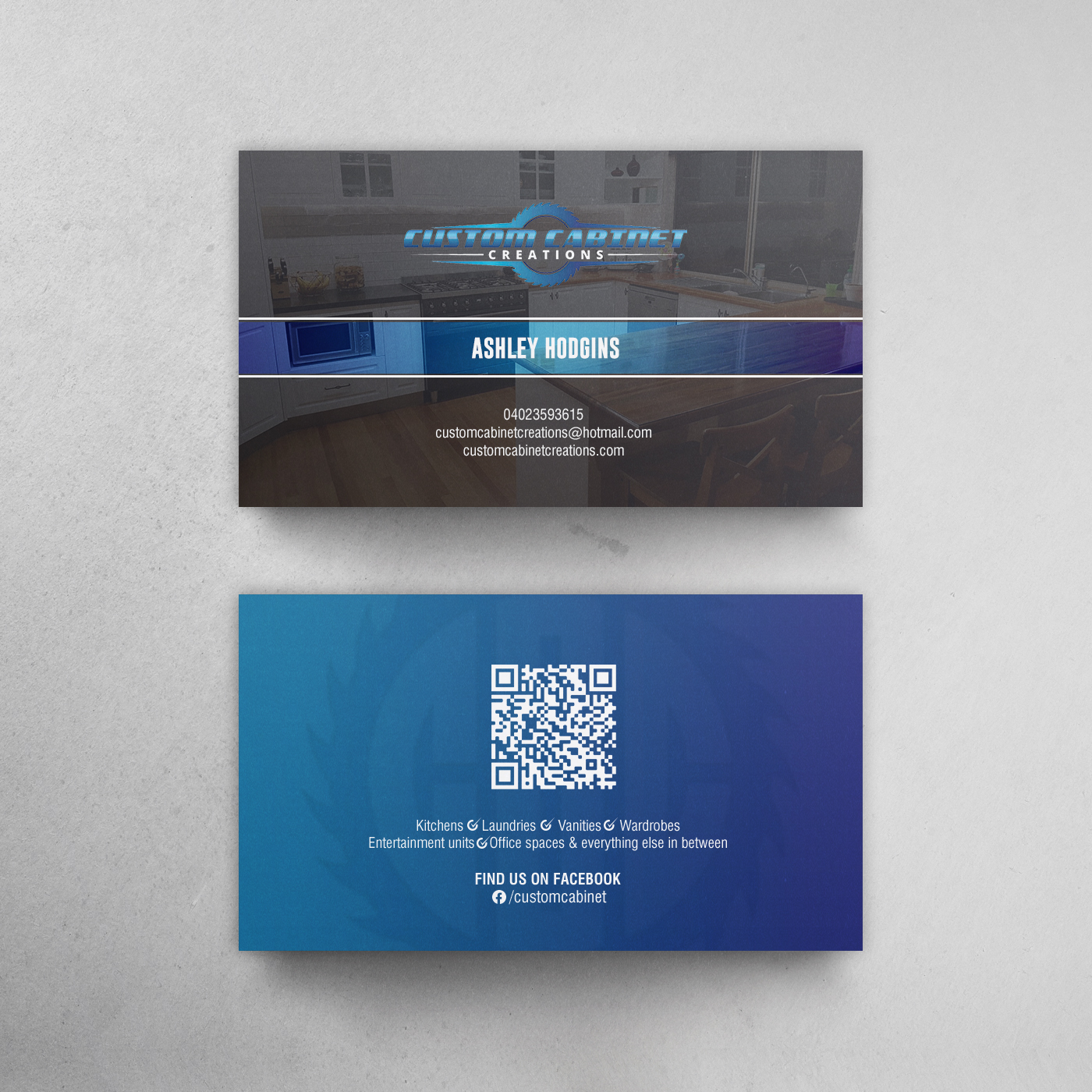 Business Card Design by chandrayaan.creative for Custom cabinet creations | Design #25485094