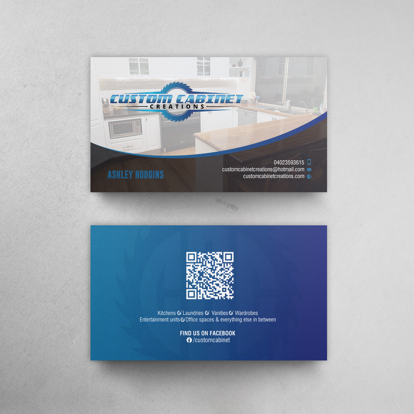 Business Card Design by chandrayaan.creative for Custom cabinet creations | Design #25485095