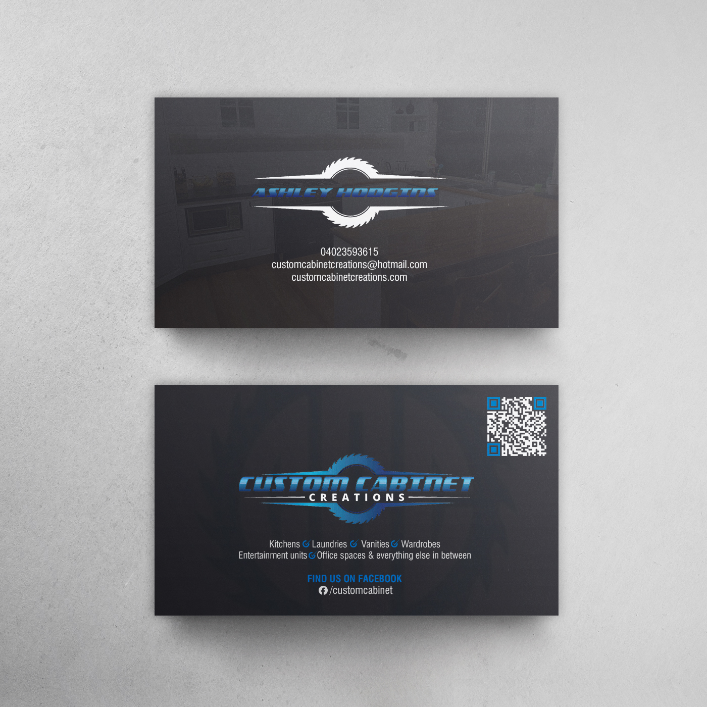 Business Card Design by chandrayaan.creative for Custom cabinet creations | Design #25485096