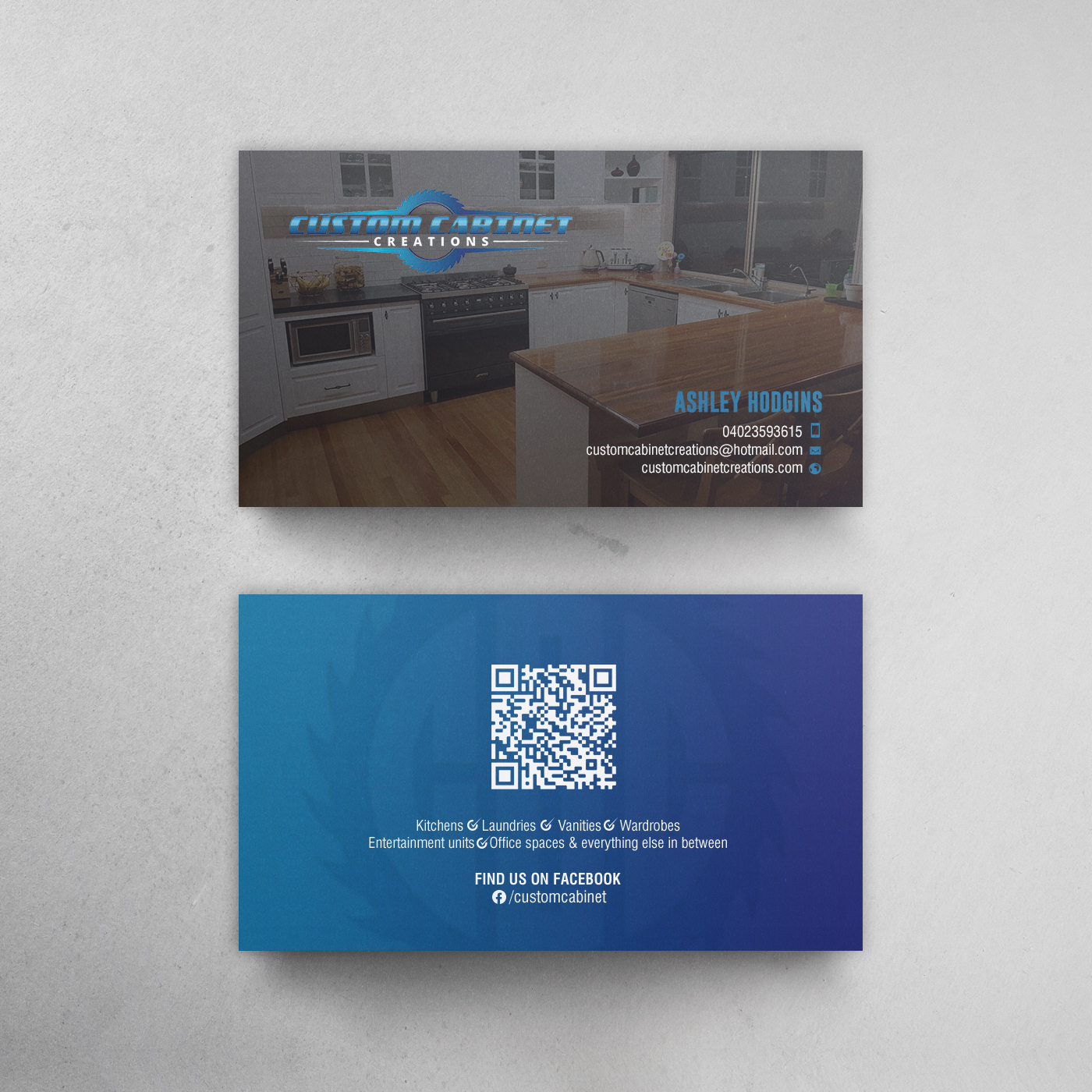 Business Card Design by chandrayaan.creative for Custom cabinet creations | Design #25485097