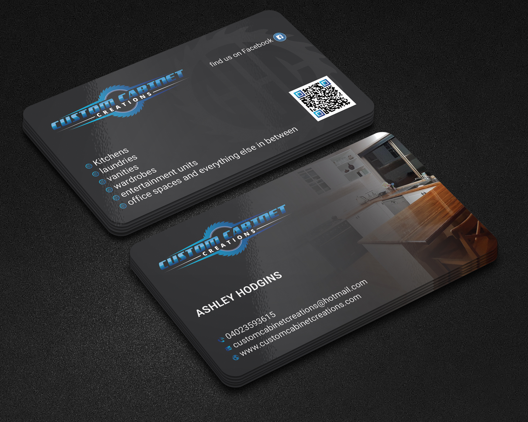 Business Card Design by Neamot for Custom cabinet creations | Design #25480399