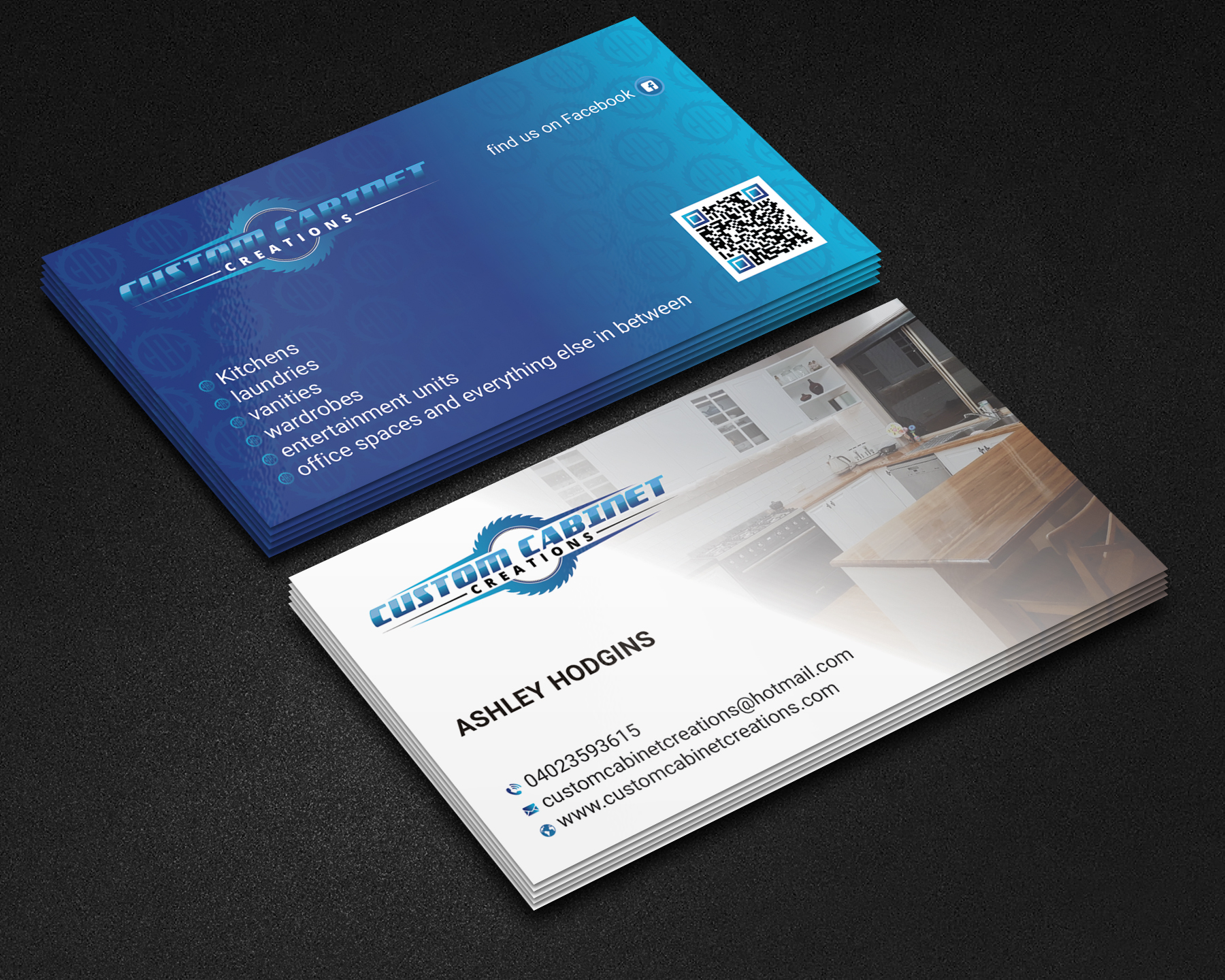 Business Card Design by Neamot for Custom cabinet creations | Design #25481630