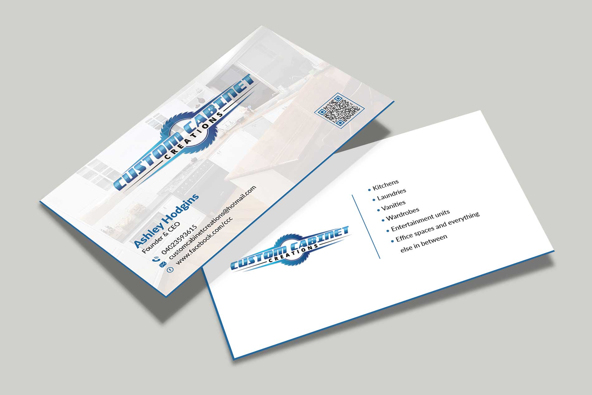 Business Card Design by Musa. A for Custom cabinet creations | Design #25562693