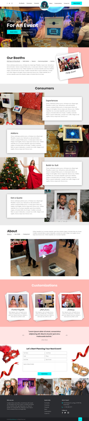 Futuristic and Visually Appealing Photo Booth Rental Website | WordPress-Design von sai.designer87