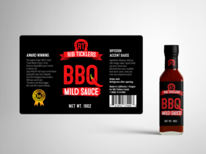 Label Design by Sergio Coelho for Ribticklers BBQ Sauce | Design: #25536564