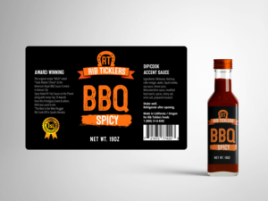 Label Design by Sergio Coelho for Ribticklers BBQ Sauce | Design: #25536626
