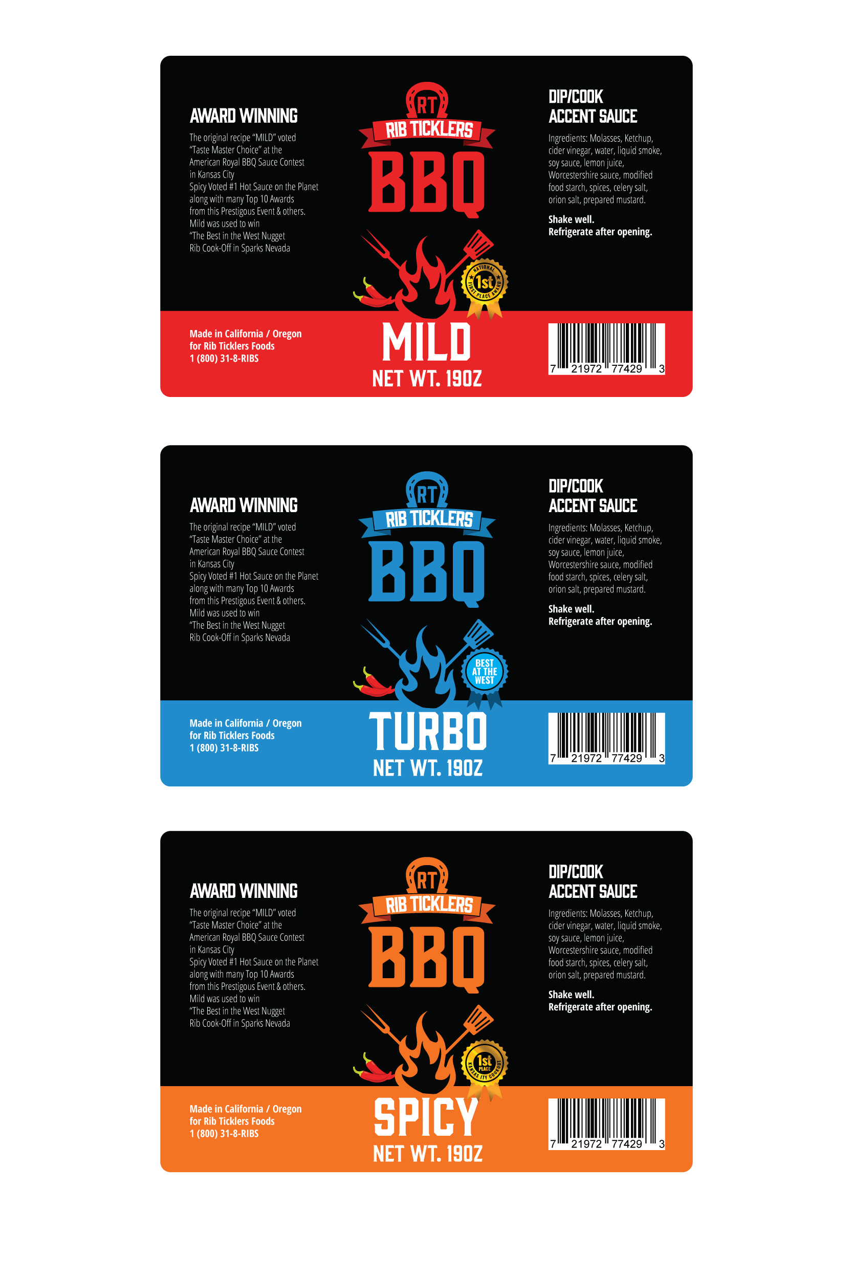 Label Design by Sergio Coelho for Ribticklers BBQ Sauce | Design #25560758
