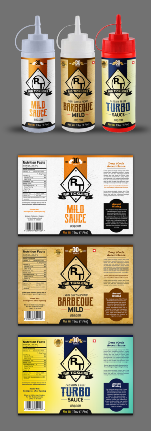 Label Design by SAI DESIGNS for Ribticklers BBQ Sauce | Design: #25571333