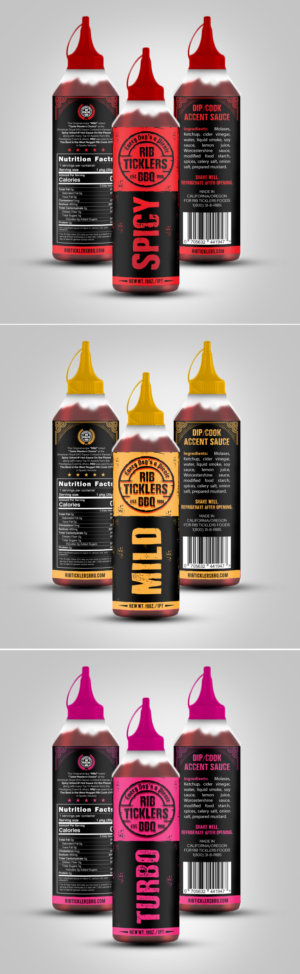 Label Design by Radsky17 for Ribticklers BBQ Sauce | Design: #25538489