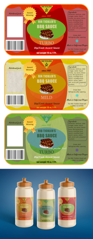 Label Design by etxe for Ribticklers BBQ Sauce | Design: #25508062