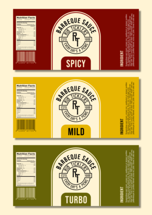 Label Design by Rid D. Sign for Ribticklers BBQ Sauce | Design: #25496961