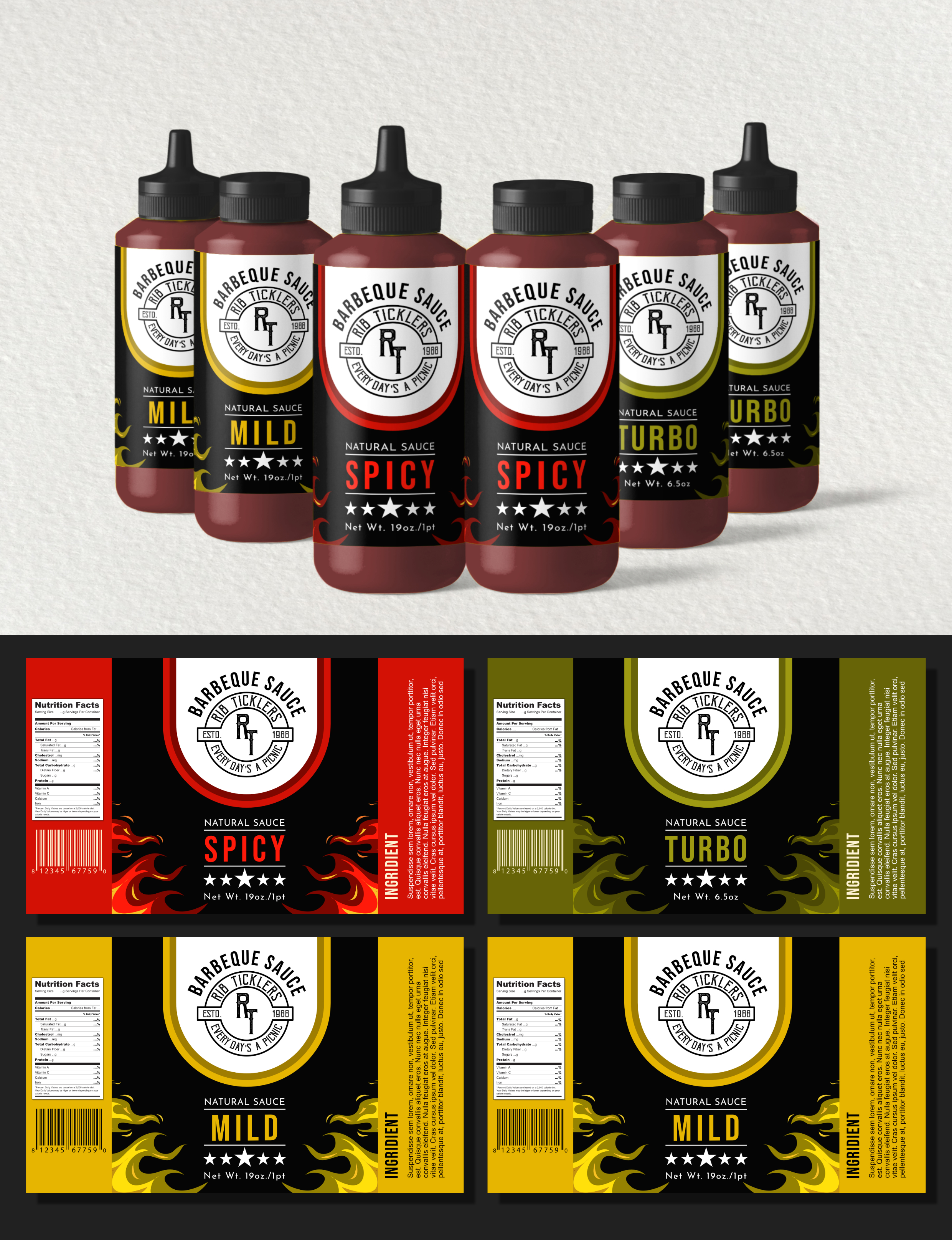 Label Design by Rid D. Sign for Ribticklers BBQ Sauce | Design #25511715