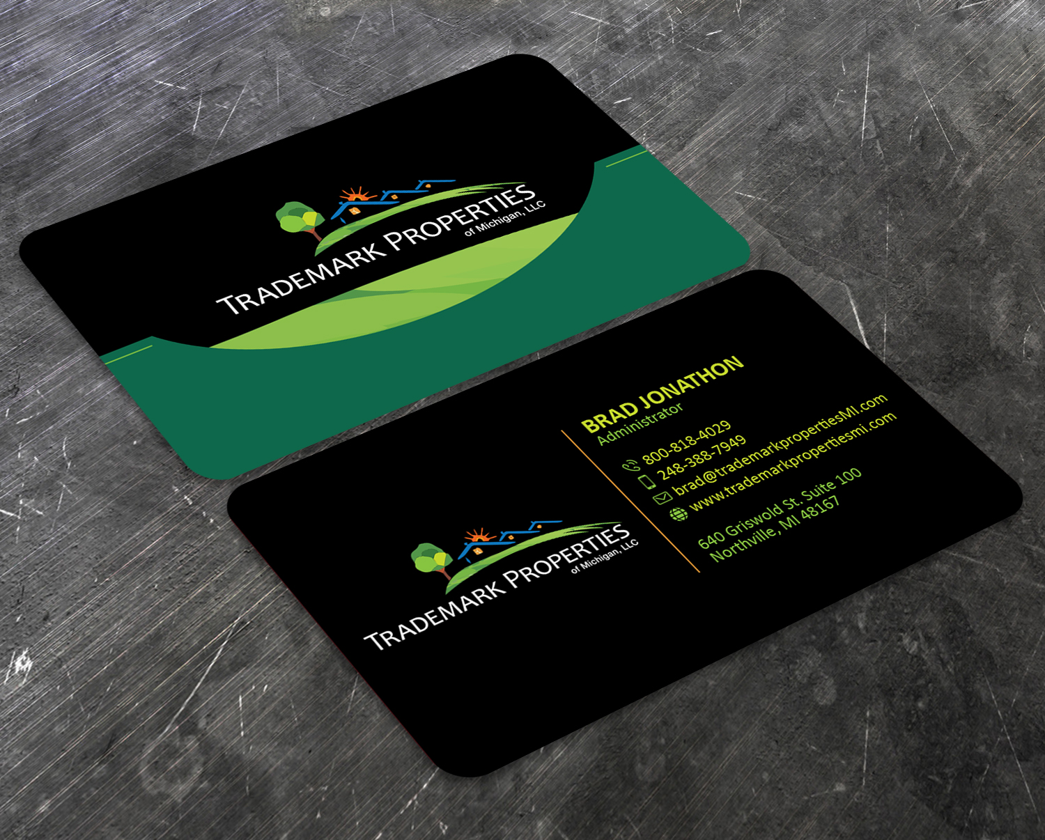 Business Card Design by Verified artistry (Design garden) for Trademark Properties of Michigan, LLC | Design #25510238
