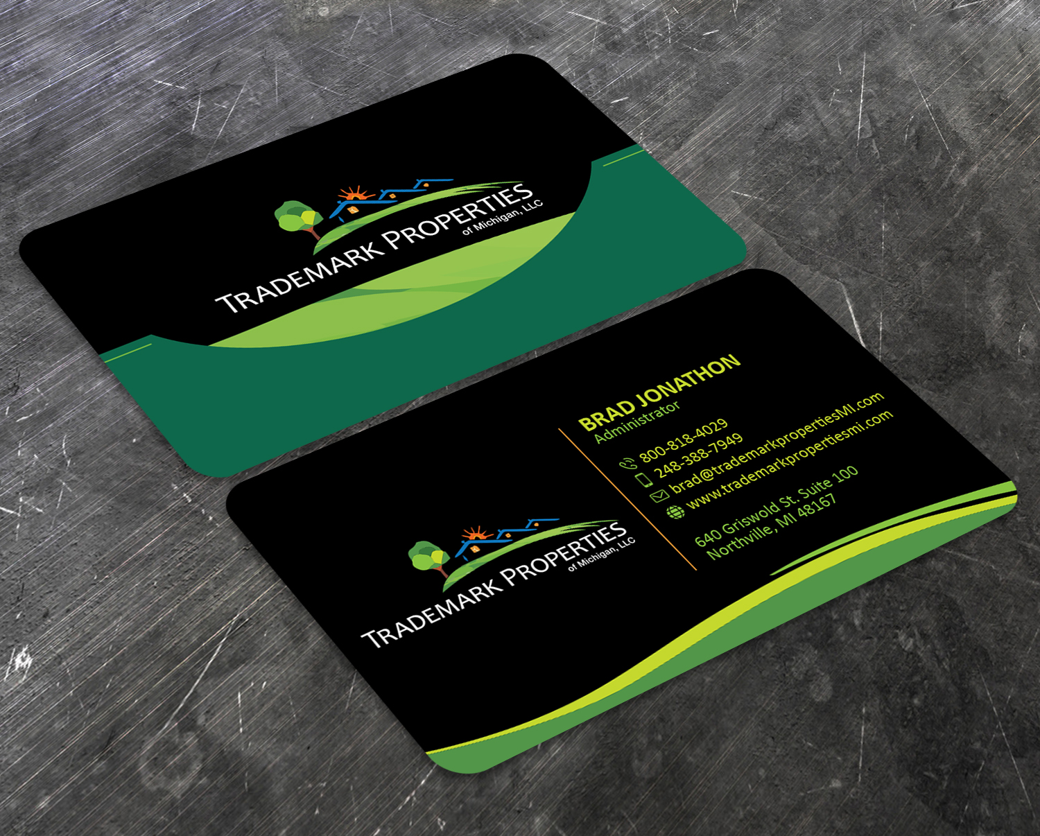 Business Card Design by Verified artistry (Design garden) for Trademark Properties of Michigan, LLC | Design #25510242