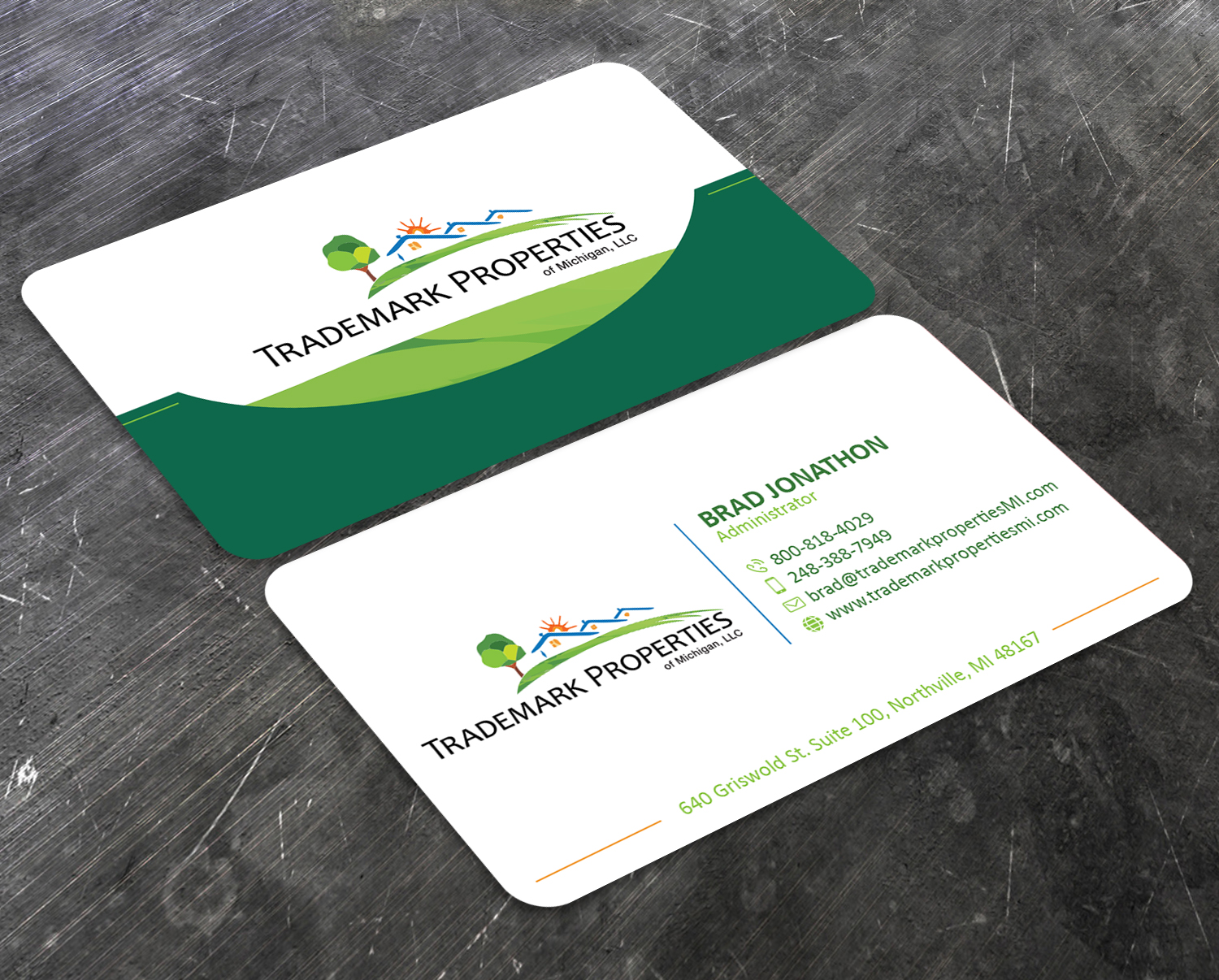 Business Card Design by Verified artistry (Design garden) for Trademark Properties of Michigan, LLC | Design #25510246