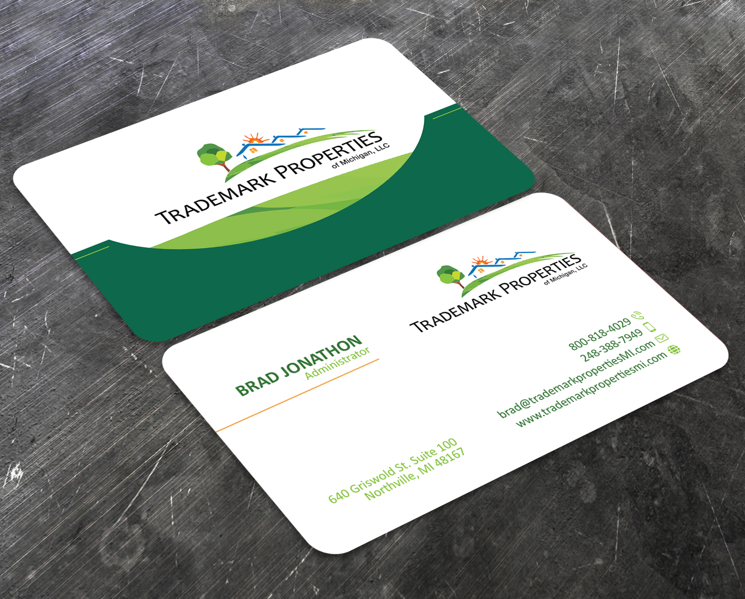 Visitenkarten-Design von Verified artistry (Design garden) für Trademark Properties of Michigan, LLC | Design #25510252