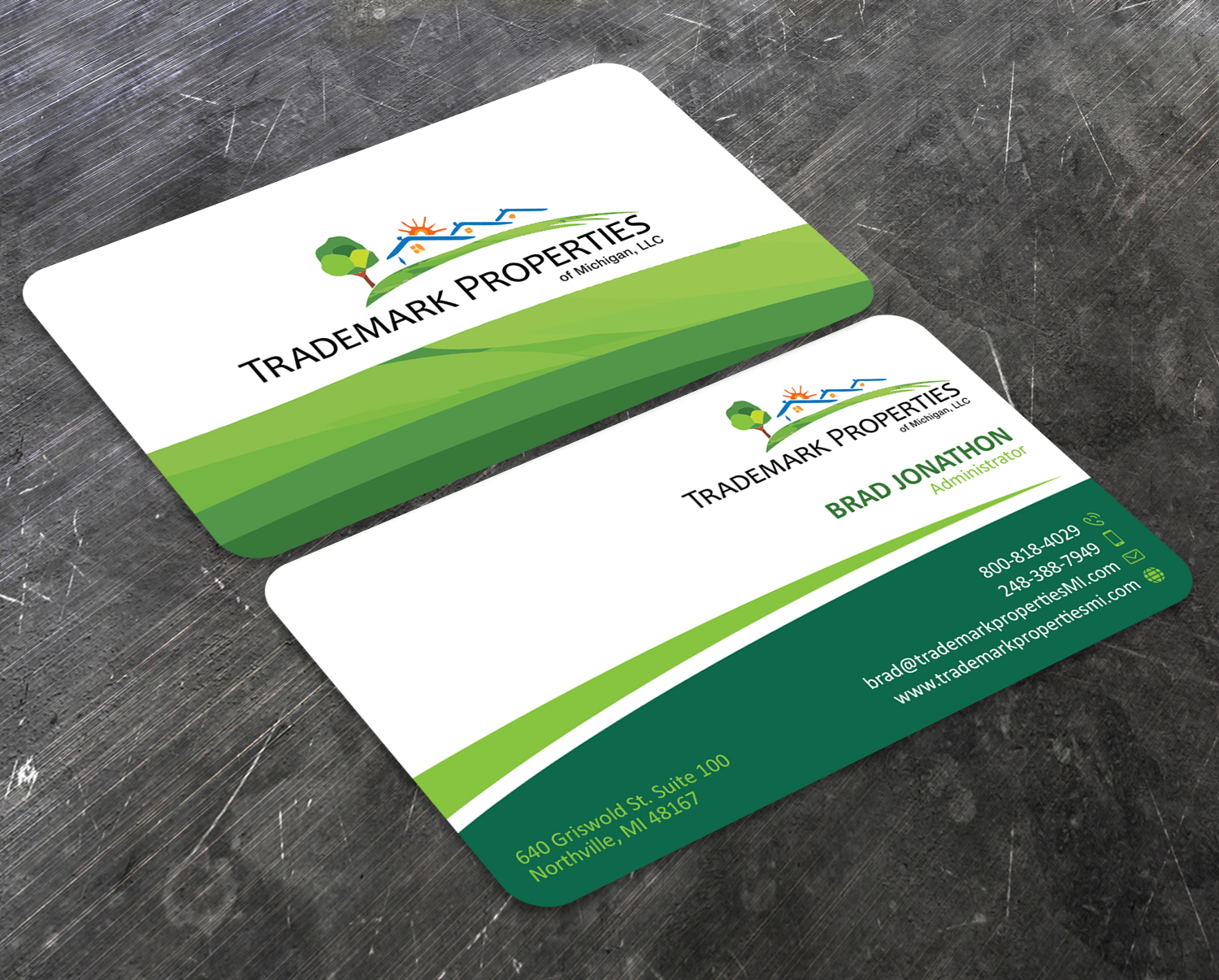 Business Card Design by Verified artistry (Design garden) for Trademark Properties of Michigan, LLC | Design #25510259