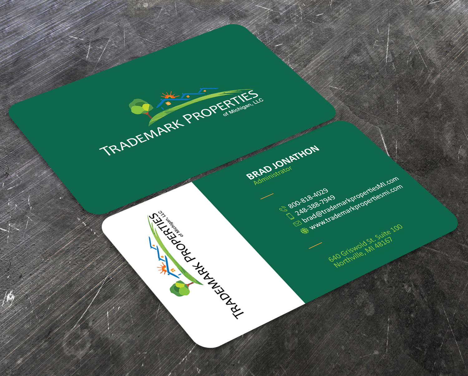Business Card Design by Verified artistry (Design garden) for Trademark Properties of Michigan, LLC | Design #25510265