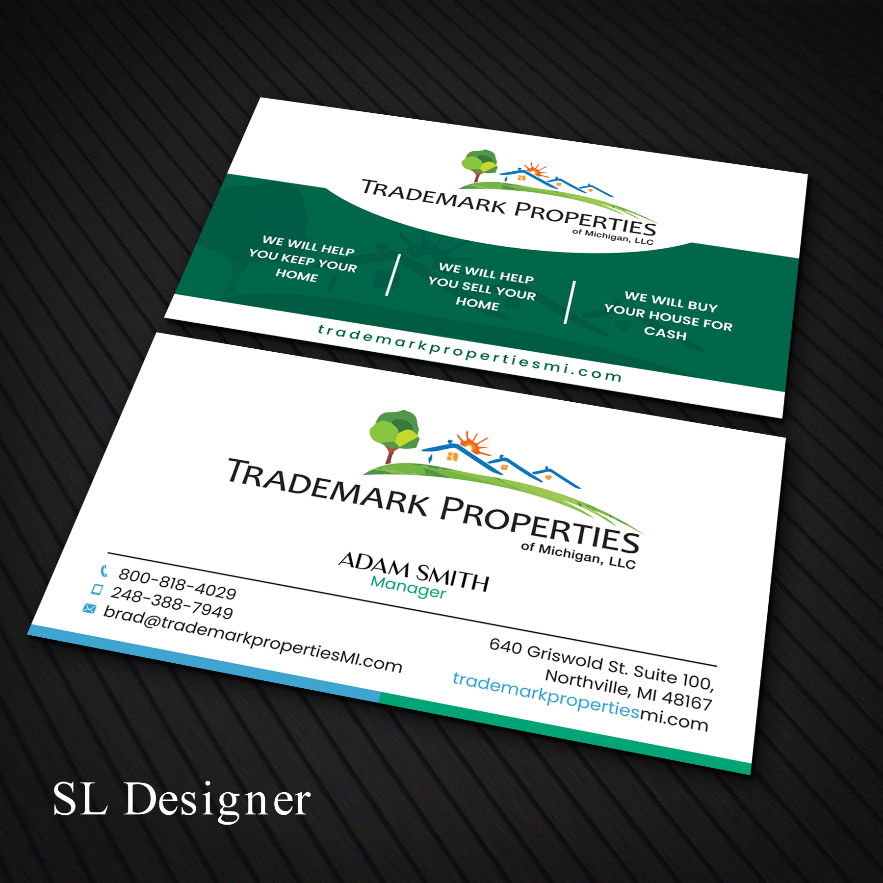 Business Card Design by SL Designer for Trademark Properties of Michigan, LLC | Design #25496617