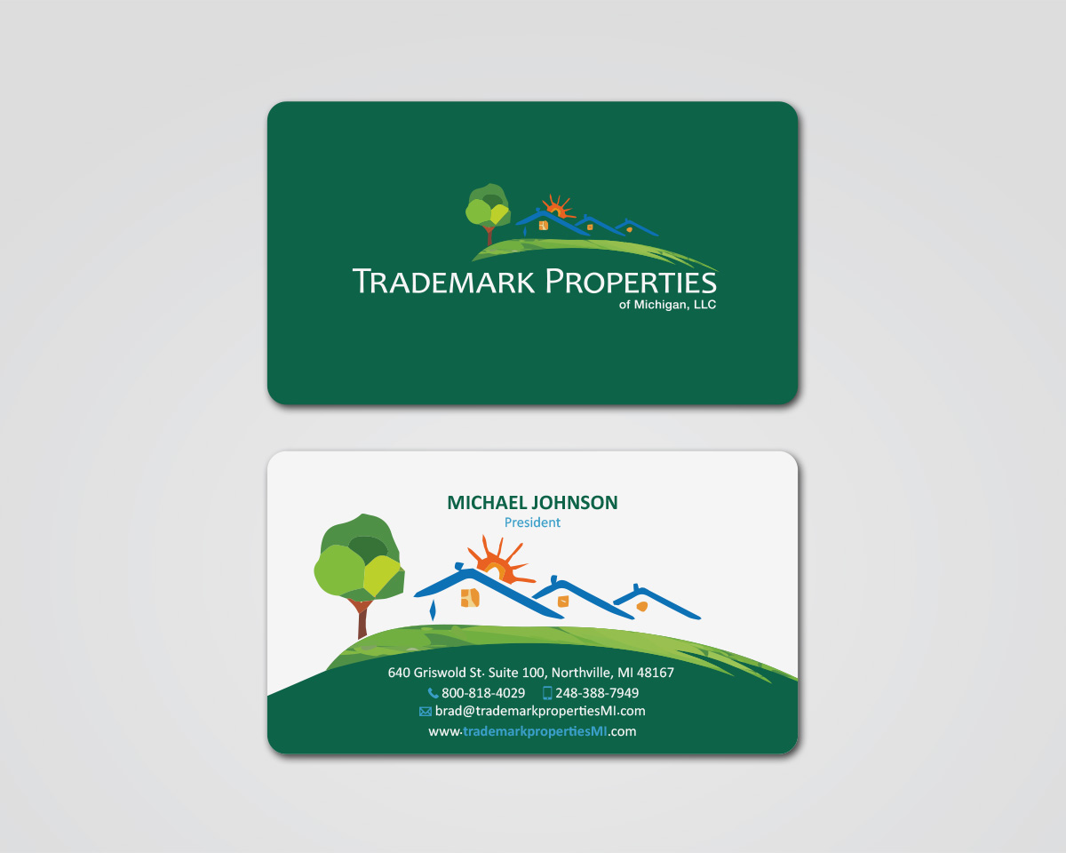 Business Card Design by MDesign for Trademark Properties of Michigan, LLC | Design #25504294