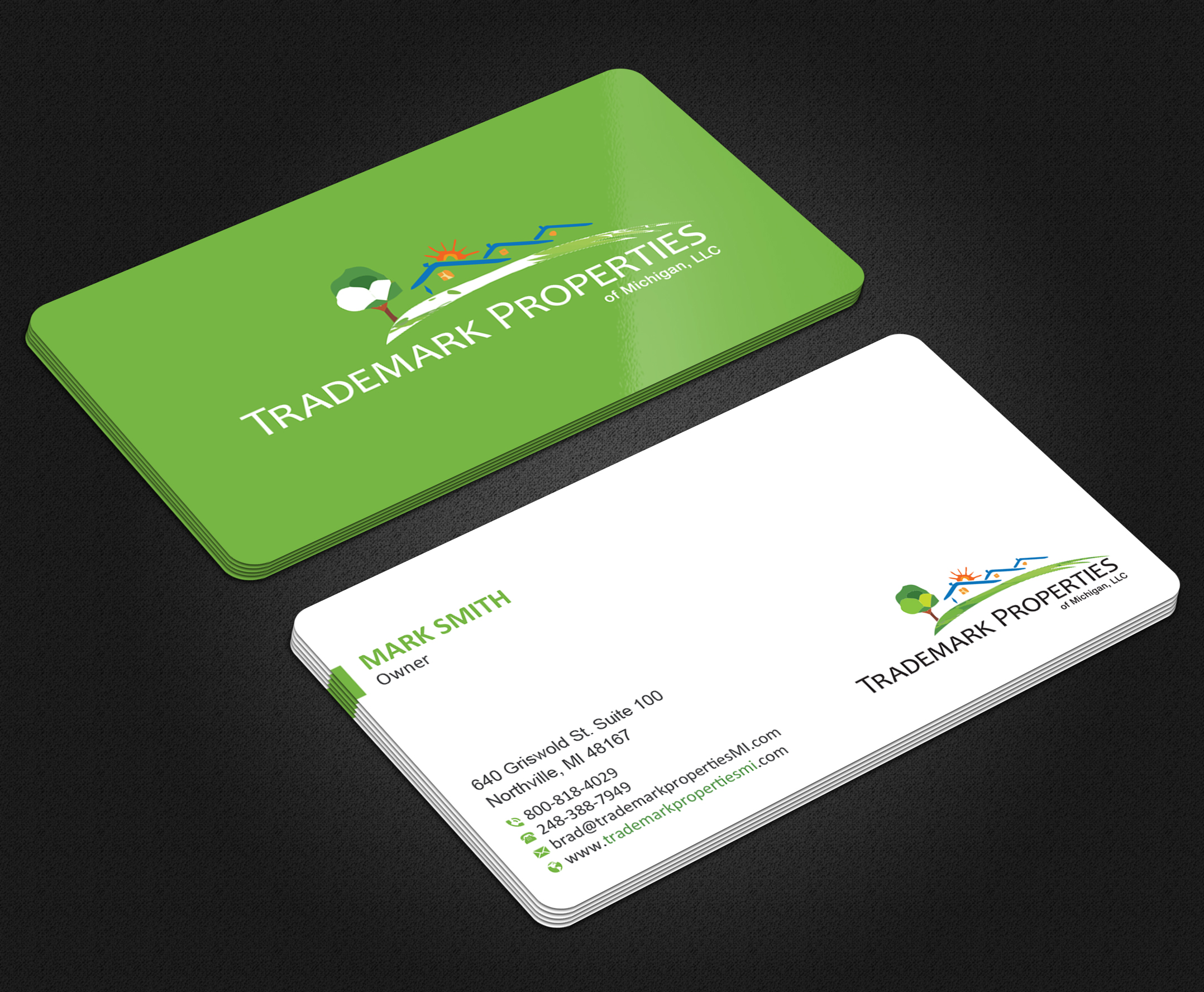 Diseño de Tarjeta de Presentación por Uttom 2 para Trademark Properties of Michigan, LLC | Diseño #25499828