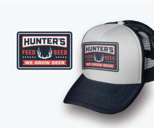 Hunter's Feed (space) Seed We Grow Deer(bottom of logo) | Logo Design by Ena