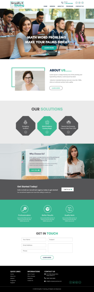 Math Word Problems Make Your Palms Sweat?? | Landing Page-Design von Shijo John