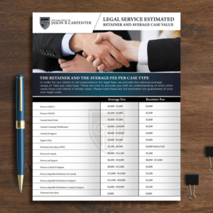 Legal Service Estimated Retainer and Average Case Value | Flyer Design by aspiremedia