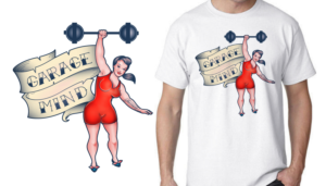vintage old school female weightliftere | T-Shirt-Design von ally designs