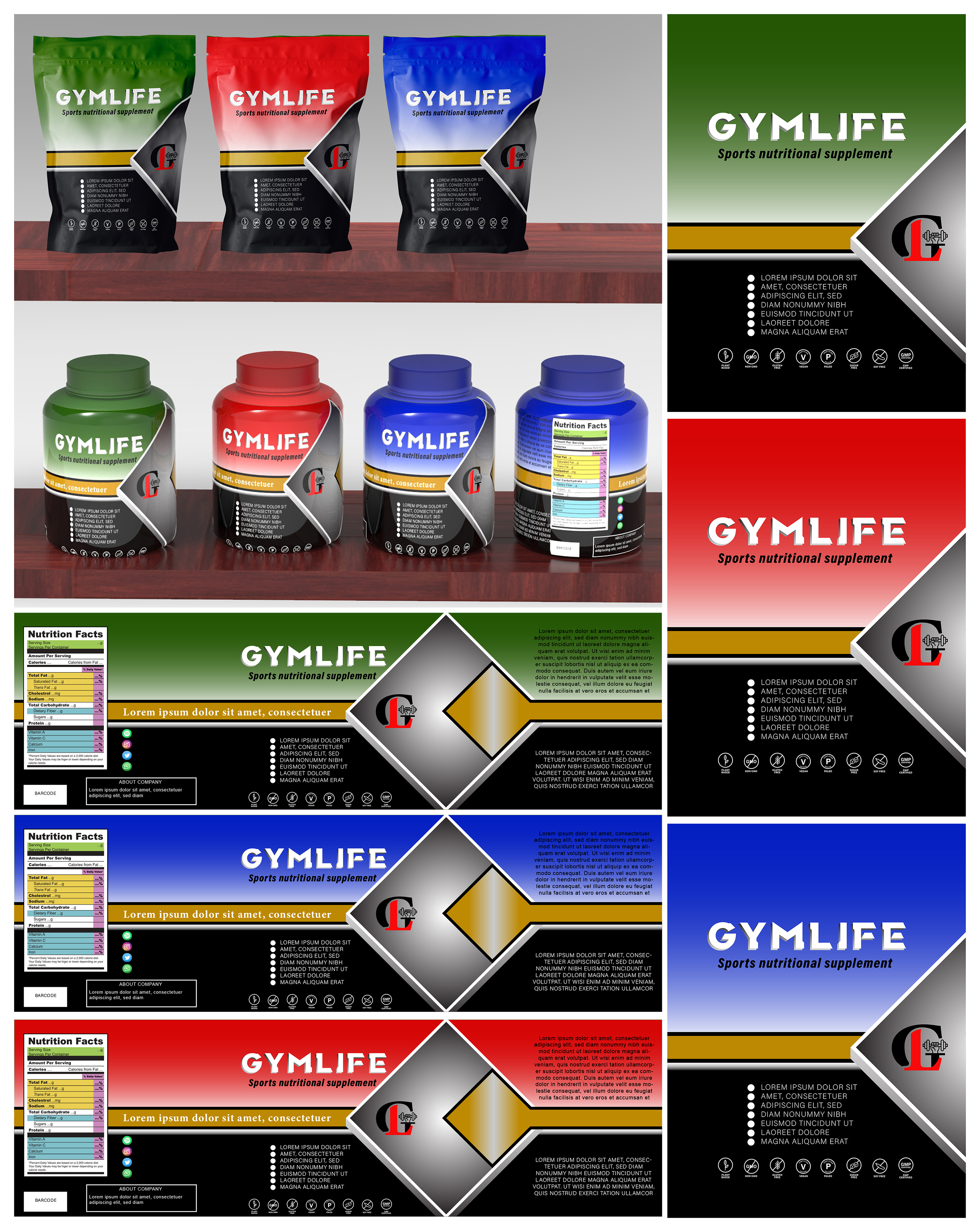 Diseño de Empaque por sohel 14 para GymLIFE | Diseño #25561191