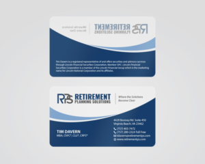 Visitenkarten-Design von MDesign für Retirement Planning Solutions | Design #25564110