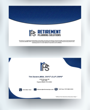 Visitenkarten-Design von Mark Alen für Retirement Planning Solutions | Design #25559353