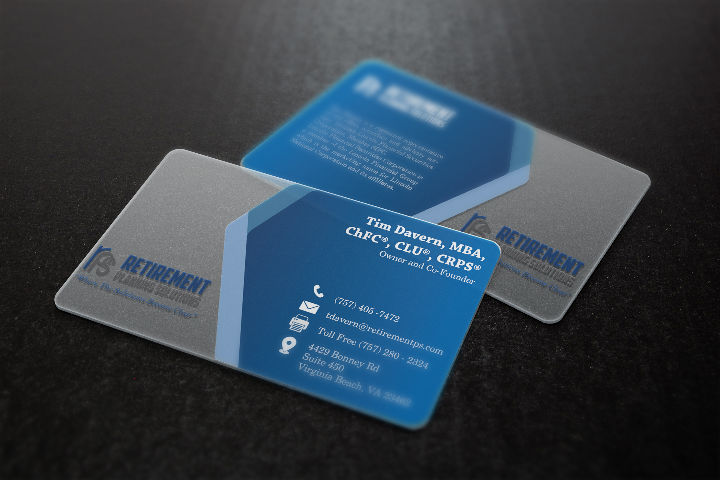 Business Card Design by B l e s s i n g M e for Retirement Planning Solutions | Design #25565593
