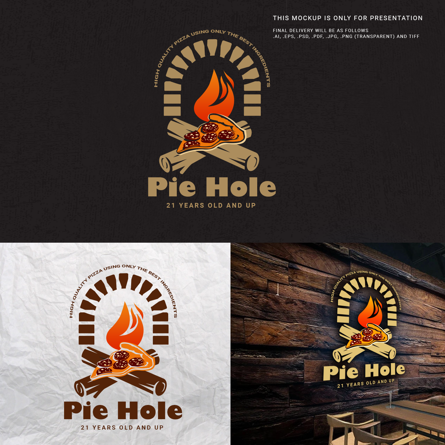 Logo Design by Rajib Bhattacharya for Pieholewood Pizza | Design #25571555