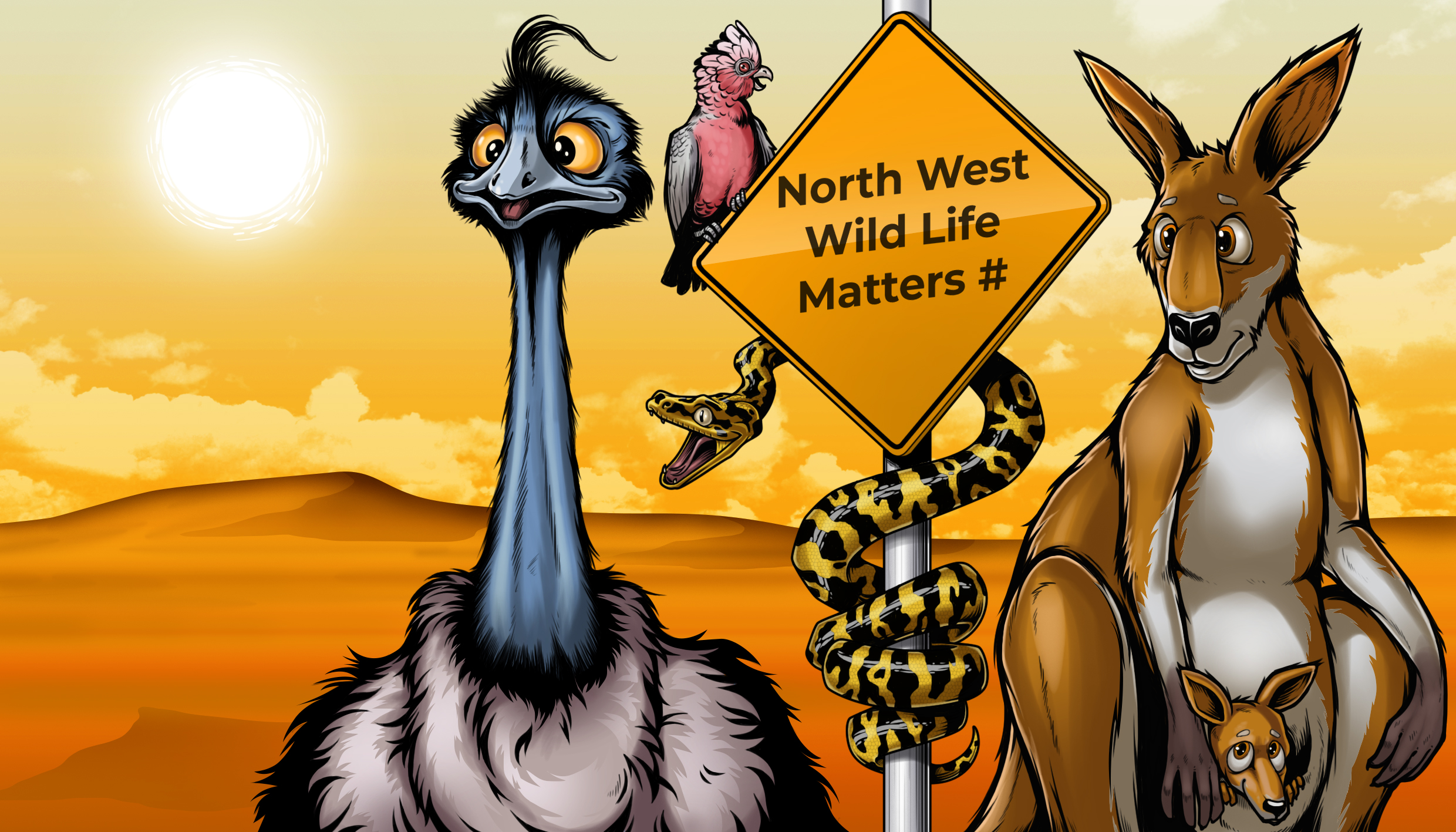 Illustration Design by Scelatio for Pilbara Wildlife Carers Association Inc | Design #25632548