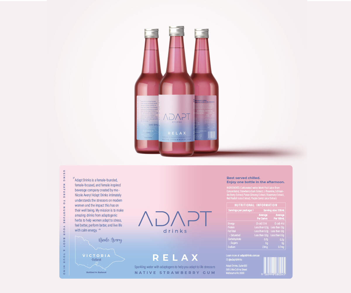 Diseño de Empaque por Ileana Blanco para Adapt Drinks | Diseño #25601180