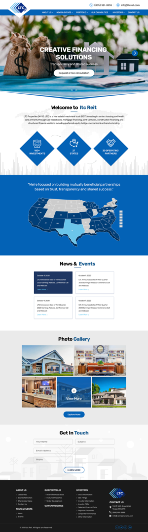 Web Design by Shijo John for LTC Properties | Design #25611328