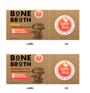 Cold pressed organic juice company is expanding to do bone broths | Label Design by OroojF