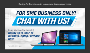 Design for Facebook Ad to promote Laptops purchase | Graphic Design by ARTOGRAPHY