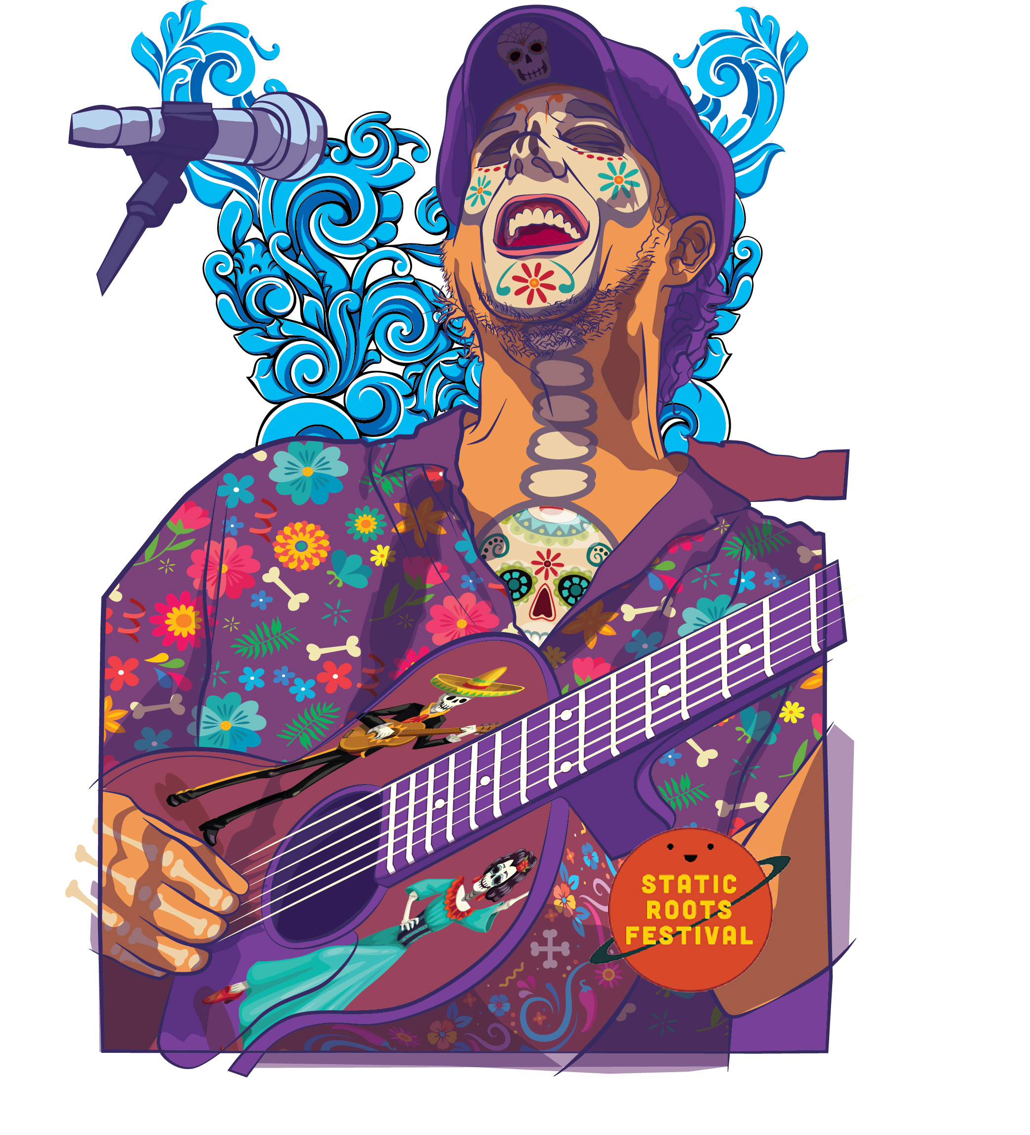 Design Illustration par Luis Arriola pour Static Roots Festival | Design #25737765