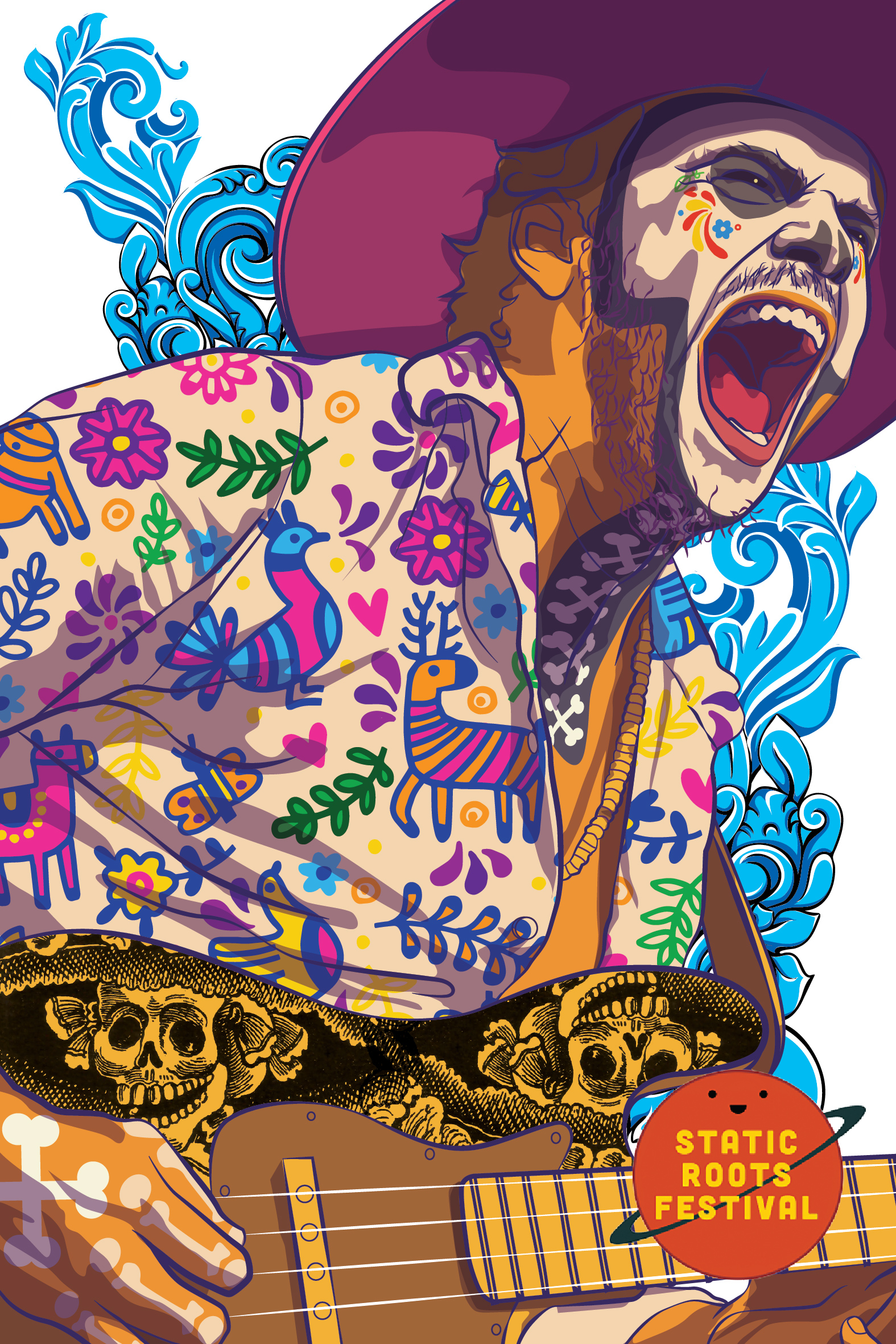 Design Illustration par Luis Arriola pour Static Roots Festival | Design #25754602