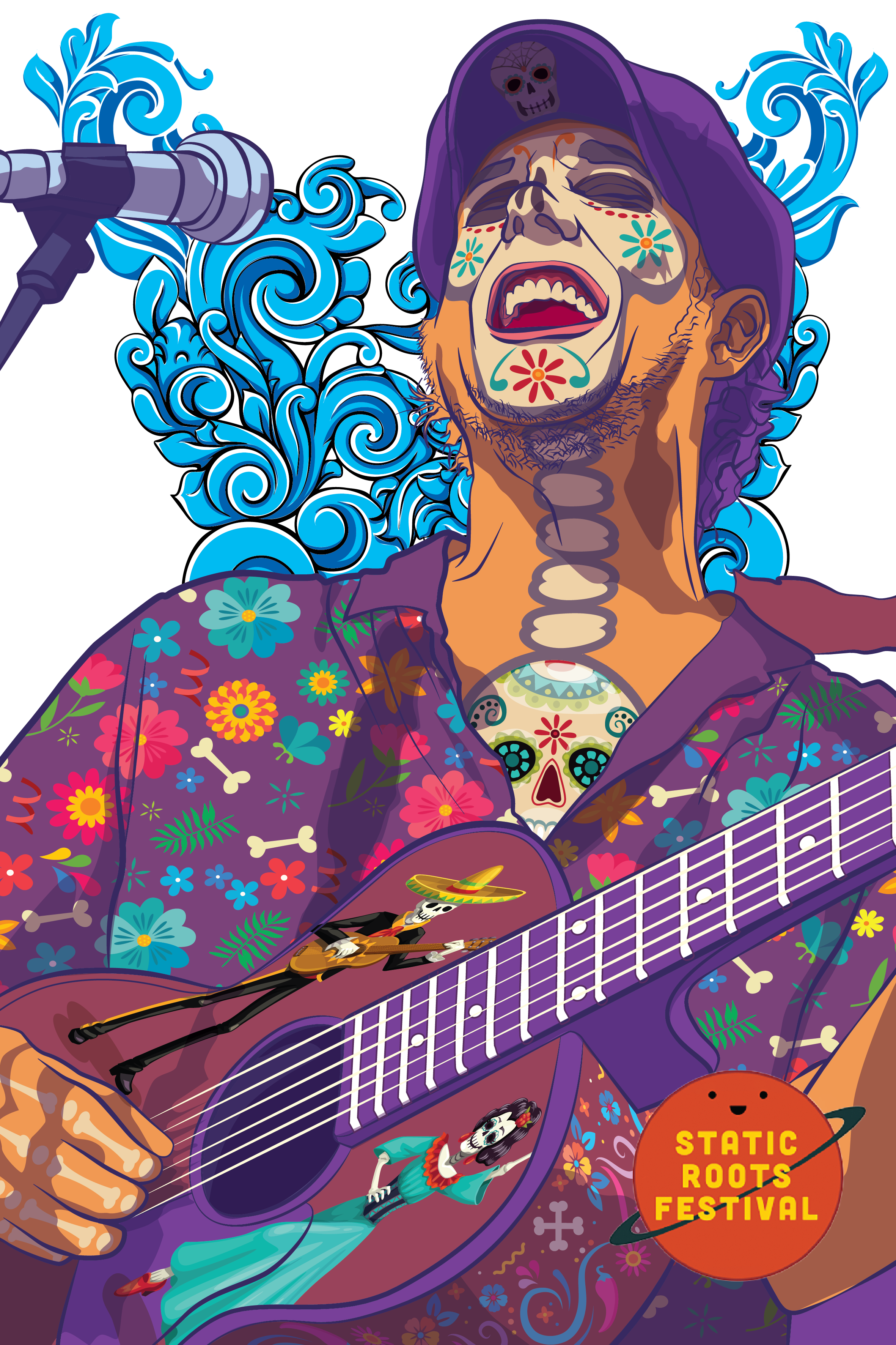 Design Illustration par Luis Arriola pour Static Roots Festival | Design #25755803