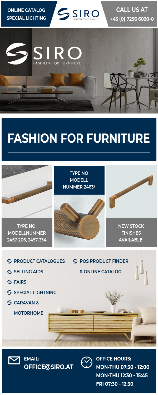 Email Marketing Design by MAZY for SIRO Beschläge- und Metallwarenfabrik Ges.m.b.H. | Design #25653664