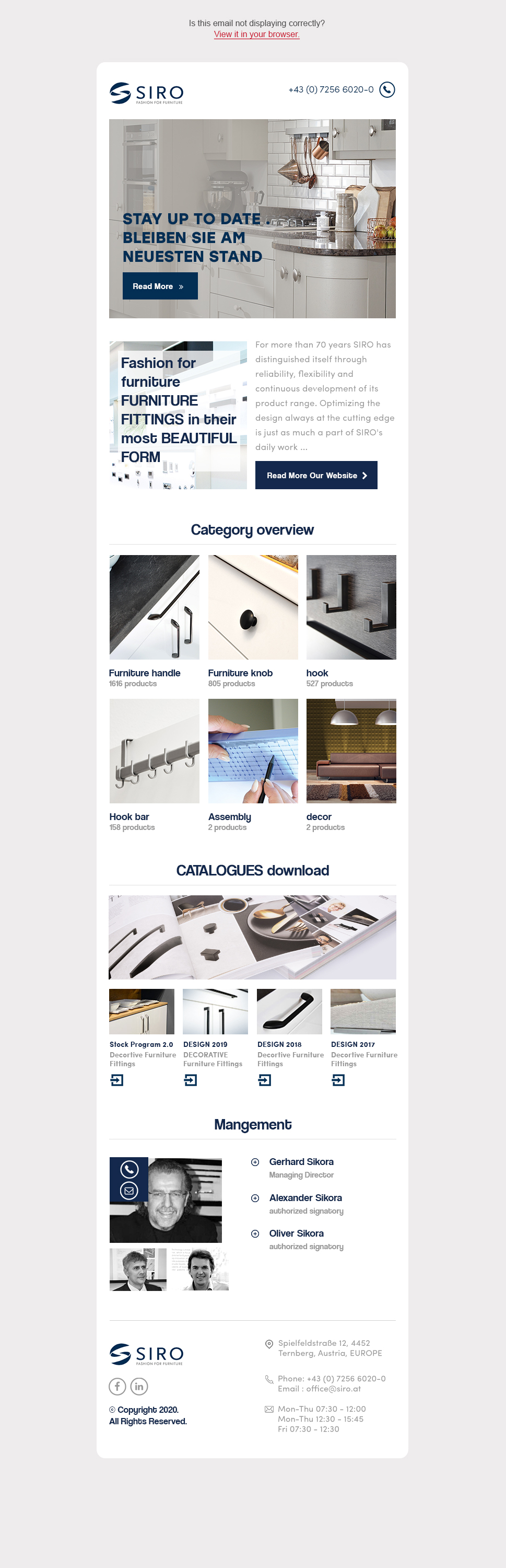 Email Marketing Design by Dabashes Adhikery for SIRO Beschläge- und Metallwarenfabrik Ges.m.b.H. | Design #25622997