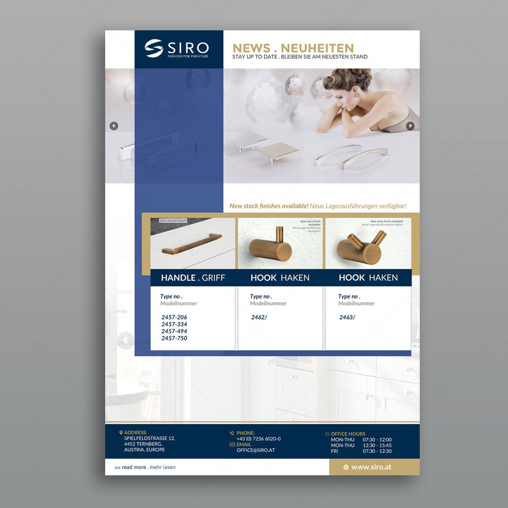 Email Marketing Design by DA. for SIRO Beschläge- und Metallwarenfabrik Ges.m.b.H. | Design #25632324