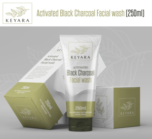Labels for an activated Charcoal Facial Wash, Scrub and Mask  | Graphic Design by SAI DESIGNS
