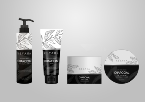 Labels for an activated Charcoal Facial Wash, Scrub and Mask  | Graphic Design by Bear Studio