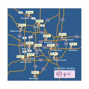 Stylized Strip Map of Sola Twin Cities Locations | Graphic Design by Wally_F