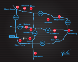 Stylized Strip Map of Sola Twin Cities Locations | Graphic Design by Rickyy