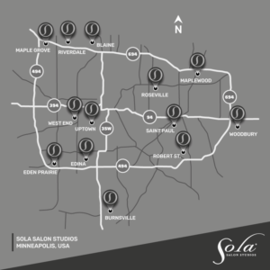 Stylized Strip Map of Sola Twin Cities Locations | Graphic Design by MK-3D